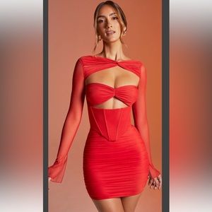 Oh Polly Long Sleeved Ruched Mini Dress